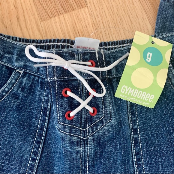 NWT GYMBOREE “Whale Watching” Girls Lace Up Embroidered Jeans Denim Size 7 - Picture 5 of 13